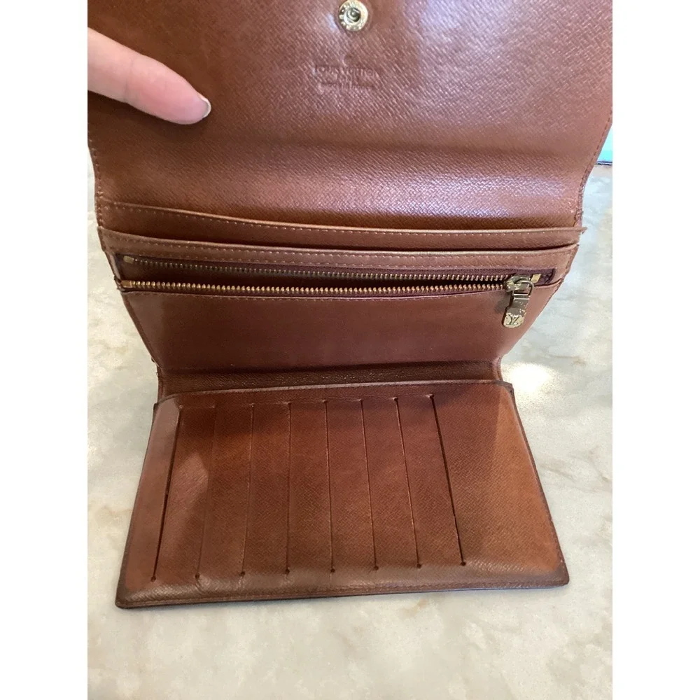 Louis Vuitton‎ Monogram Wallet Snap Closure Card Holder Brown
